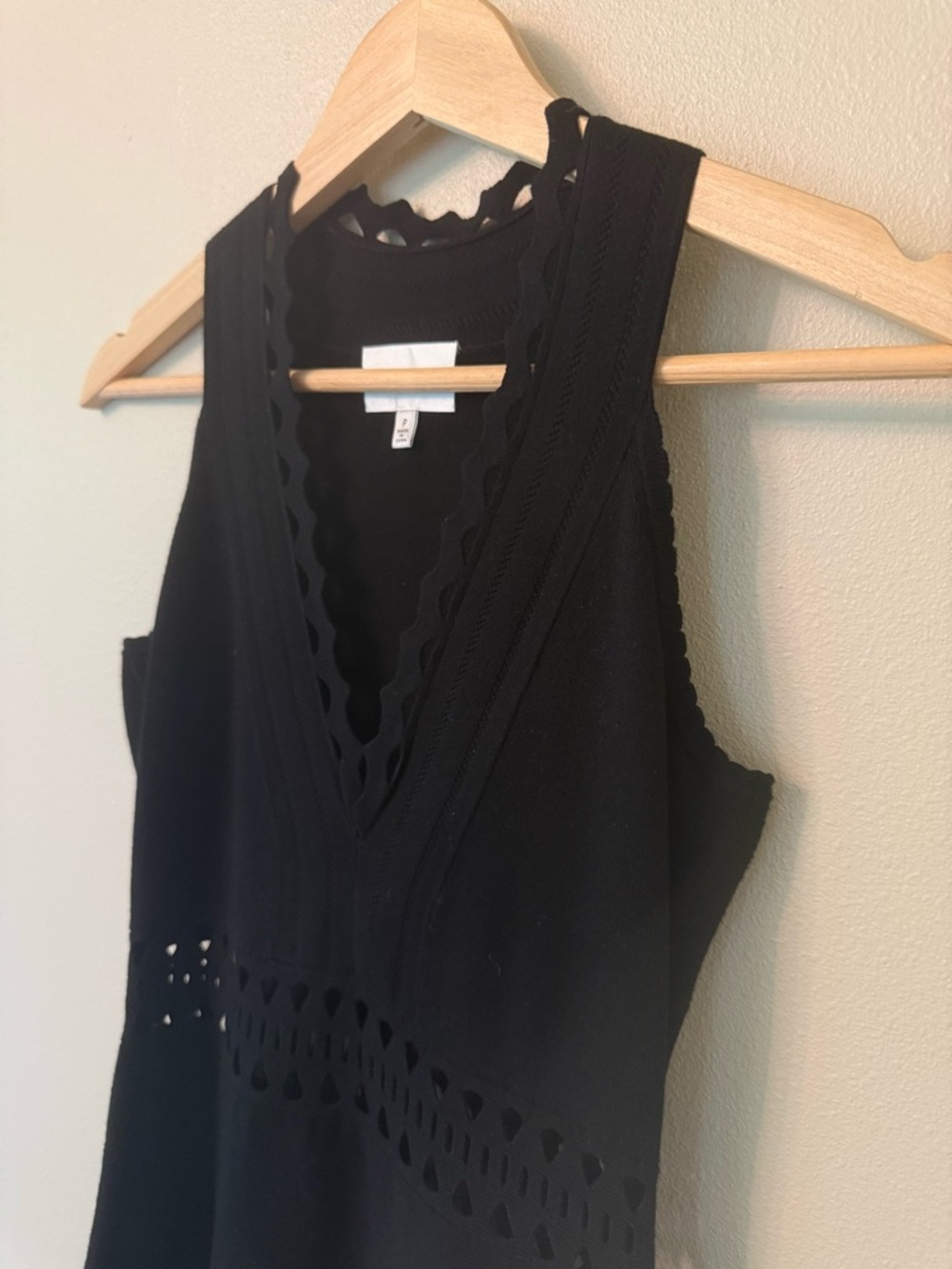 Milly Black Cutout Sleeveless Knit Dress XS Petite Fit & Flare - Picture 4 of 9